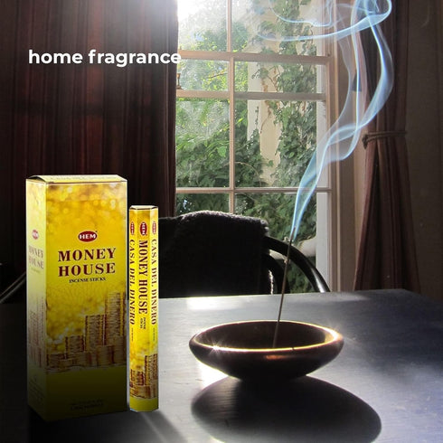 Hem Money House Incense Sticks (120 Sticks, 6 Boxes Inside) - 9 Inches Long, 20g per Box - Attract Positive Energy and Abundance Into Your Life....