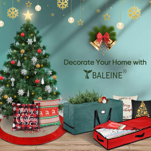 BALEINE Christmas Wrapping Paper Storage Organizer with Flexible Partitions and Pockets, 40" Durable 600D Oxford Fabric Gift Wrap Storage Bag Fits...