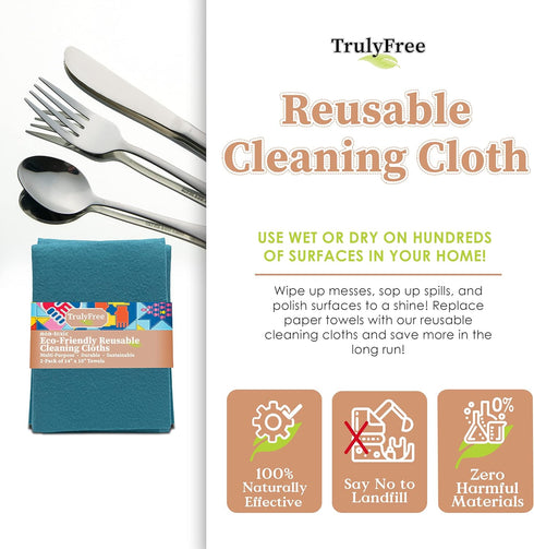 Reusable Cleaning Cloth, 2 Pack - Multipurpose Super Absorbent, Reusable, Durable, Washable Kitchen Towels, Cleaning Rags, Cloth Wipes, Wash Rags,...
