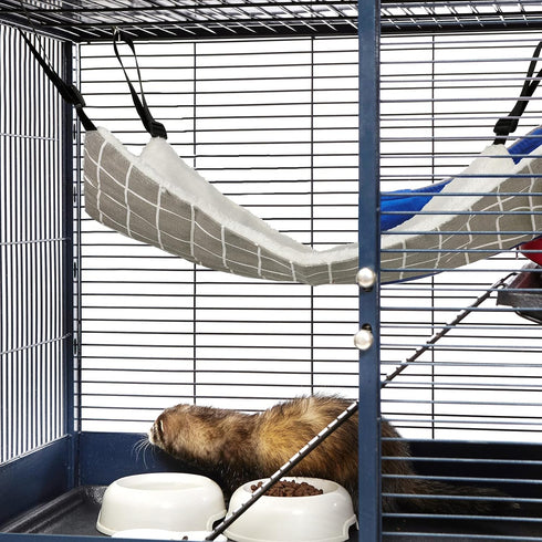2 Pieces Reversible Cat Hanging Hammock Soft Breathable Pet Cage Hammock with Adjustable Straps and Metal Hooks Double-Sided Hanging Bed for Cats ...