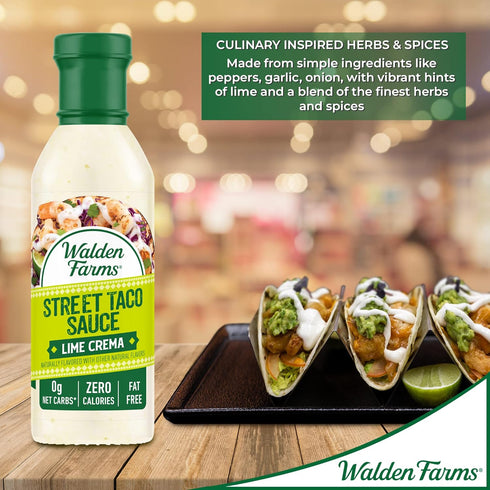 Walden Farms Lime Crema Street Taco Sauce 12oz. Bottle (2 Pack) Creamy & Flavorful, Vegan, Paleo & Keto Friendly, Non-Dairy Milk Substitute, Perfe...