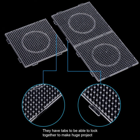 H&W 6PCS 5mm Fuse Beads Boards, Large Clear Pegboards Kits, with Gift 4 Lroning Paper (WA3-Z6)...