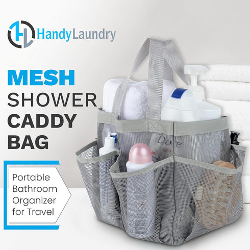 Handy Laundry Mesh Shower Caddy Bag - Collapsible, Portable Bathroom Organizer for Travel, Gym, and Dorm Use - Easily Carry & Organize College Dor...