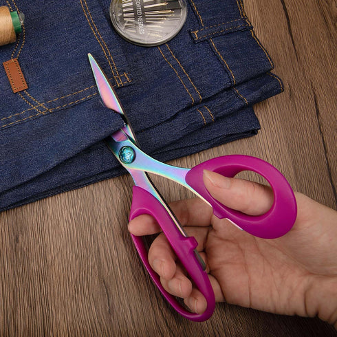 Sharp Sewing Scissors, Professional Heavy Duty Titanium Coating Forged Stainless Steel Multi-Purpose Shears for Fabric Leather, Dressmaking, Tailo...