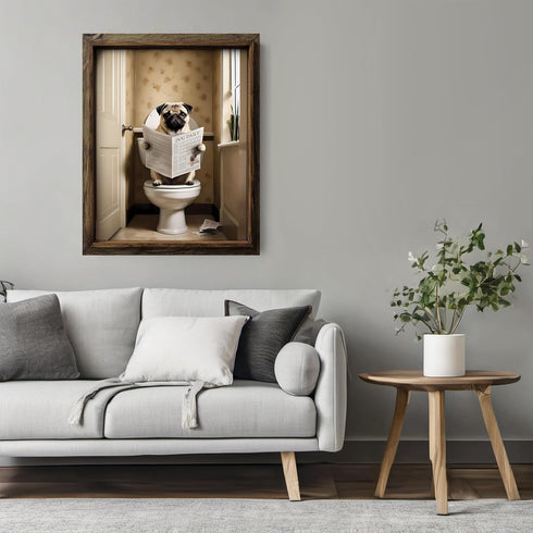 Posterizer 1 pcs-Cute funny dog-Abstract & Modern Art-Comedy Art-Gift for Men Women Entrepreneur Teens - Bathroom, restroom Decor- UNFRAMED Wall A...