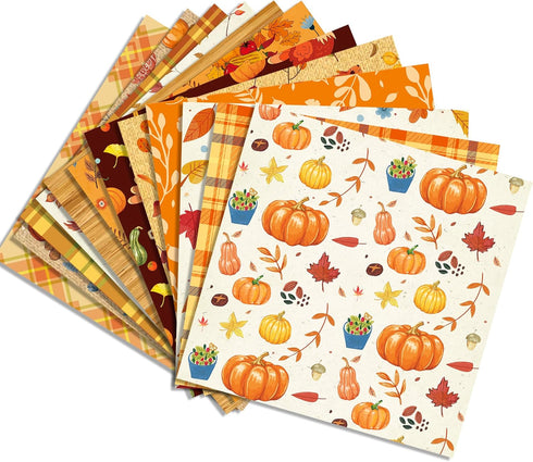 24 Sheet Scrapbook Paper Pad Thanksgiving Theme, 12’’x12’’ Double-Sided Decorative Craft Paper Fall Pattern Paper Pack of Scrapbooking Patterned C...