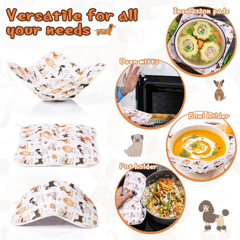 Cunhill Microwave Bowl Holders 4 Pcs Bowl Potholders Soup Bowl Cozy Bowl Hot Bowl Holder Multipurpose Hot Heat Proof Plate Holder Pot Holders for ...
