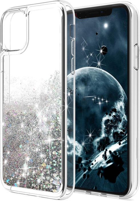 for iPhone 11 Pro Max Case, Double Layer Design Bling Flowing Liquid Floating Sparkle Colorful Glitter Waterfall TPU Protective Phone Case for iPh...