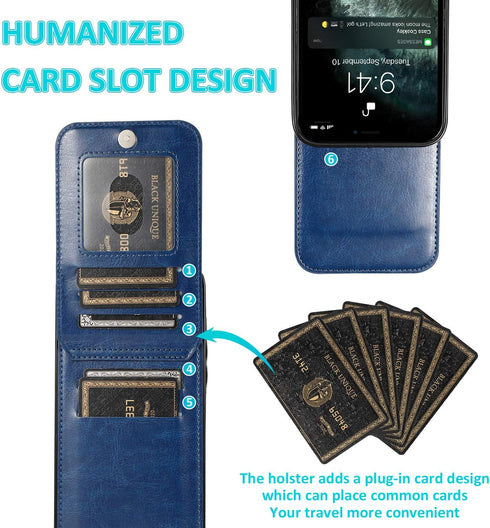 iPhone 13 Pro Wallet Case with Credit Card Holder for Women Men PU Leather Wallet Case for iPhone 13 Pro Case 6.1 inch (Blue)...