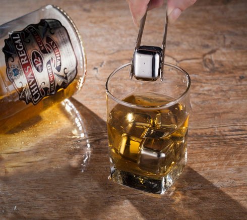 DERNORD Exclusive Stainless Steel Whiskey Stones - High Cooling technology Ice Cubes Chilling Rocks Reusable Wine Stone Durable Beer Drink Freezer...