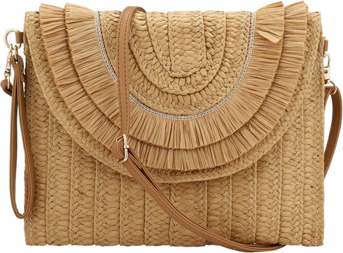 Gets Straw Clutch, Straw Clutch Women Hand-woven for Summer Beach Envelope Clutch Purse Wallet...