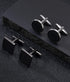 2 Pairs Classic Tuxedo Cufflinks for Men Bridegroom Flat Square Round Knot Cuff Links For Business Wedding Silver Black Tone...