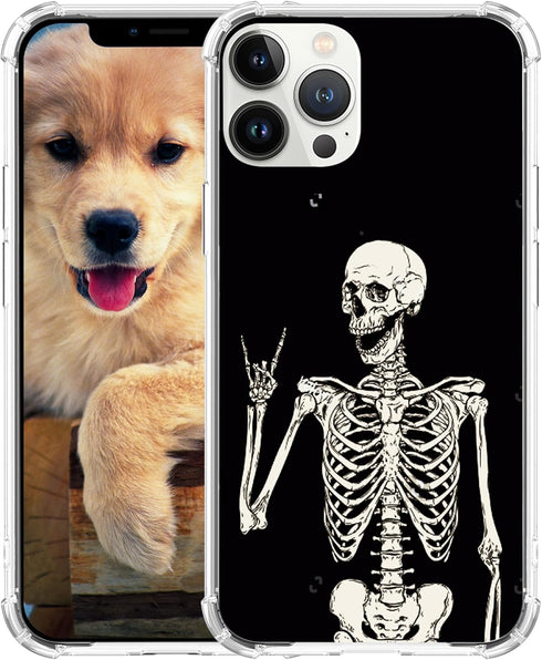 Hungo Case for iPhone 13 Pro Max Skull Design, Soft TPU Cover Heavy Duty Protection Wireless Charging Compatible with iPhone 13 Pro Max Funny Skul...