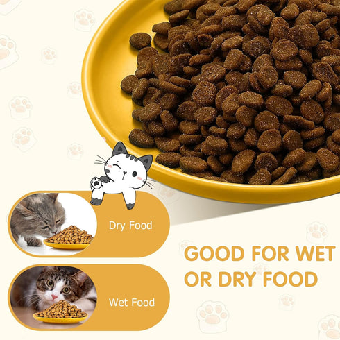 4 Pcs Whisker Fatigue Relief Cat Bowl Shallow Cat Food Dish 6 Inch Cat Wet Feeding Bowls Wide and Short Legged Cat and Small Pet Plate for Kittens...