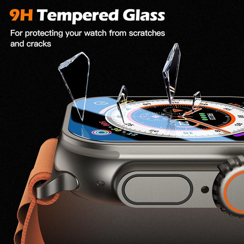 Misxi [2 Pack Tempered Glass with Auto Alignment Tool Kit, Screen Protector for Apple Watch Ultra 2/ Ultra 49mm, Easy Installation Ultra-thin Anti...