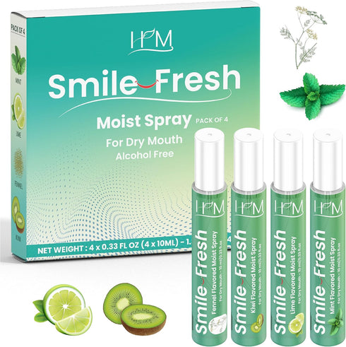 HM - Dry Mouth Flavoured Spray Xylitol - Alcohol Free | Instantly Hydrate & Moisturize | pH Balanced | Promotes Saliva Production & Soothes, Bad B...