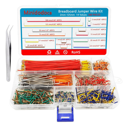 560Pcs Breadboard and Jumper Wire kit PCB Circuit Board Assortment 14 Different Lengths with breadboard?Tweezers?Alligator Clip Test Leads and Pla...
