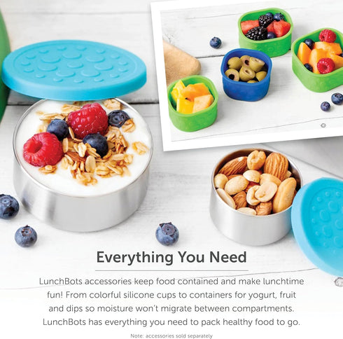 LunchBots Rounds Leak Proof 4 oz. Stainless Snack Container Jar, Set of 2, Purple Lids...