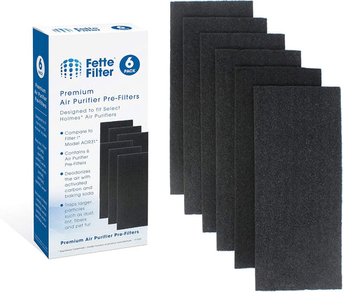 Fette Filter - Replacement Carbon Pre/Post Filters compatible with Holmes Air Purifiers - Compatible with Part AOR31 Filter I includes 6 Premium A...