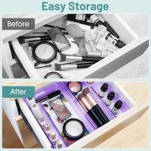 WOWBOX 6 PCS Plastic Drawer Organizer Set, Desk Drawer Divider Organizers and Storage Bins for Makeup, Jewelry, Gadgets for Kitchen, Bedroom, Bath...
