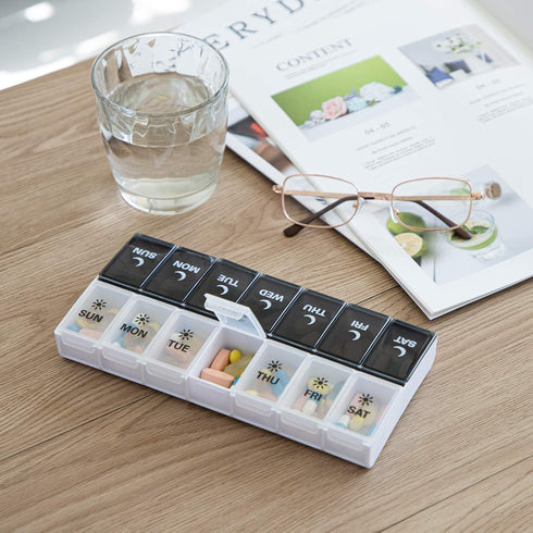 DANYING Large Pill Organizer 2 Times a Day, Weekly Box Per AM PM Case, Day Night Container 7 Vitamin Case Twice...