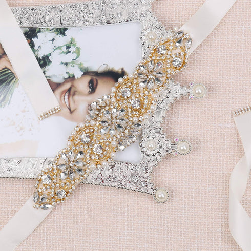 Women's Bridal Belt Rhinestone Wedding Sash Belts with Crystal Beads Pearls for Dresses and Gowns...