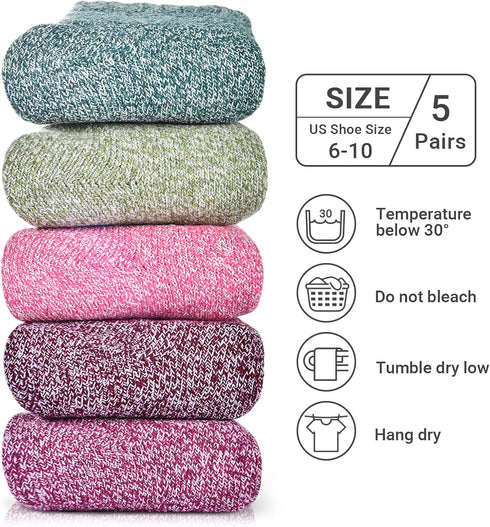 5 Pairs Wool Socks - Warm Wool Socks For Women/Men, Super Soft Crew Socks Boot Socks, Thick Knit Cozy Socks...