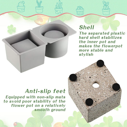 Model for Concrete Flower Pots, Silicone Model Succulent Planter Silicone Mold for DIY Homemade Succulent Plant Pots (7.1 x 2.8 Inch, Round and Sq...