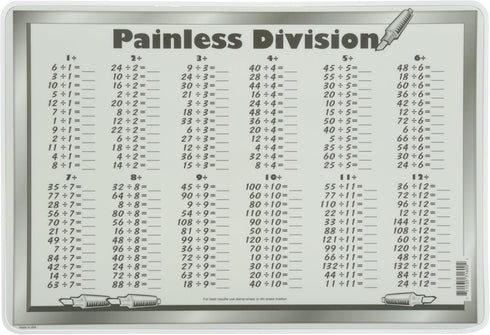 Painless Learning Division Tables Placemat, Large...