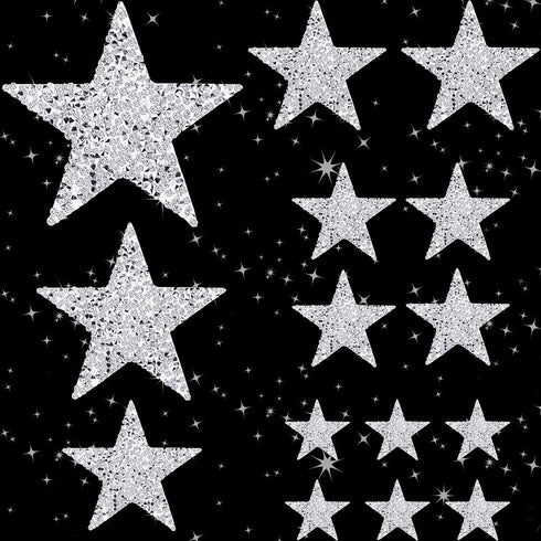 12 Pcs Iron on Stars Patches Rhinestone Adhesive Applique Hot Glue Rhinestone Stars Glitter Crystal Patches for Clothing Shoes Bags Hats Repair De...