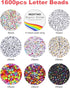 Redtwo 1600 Pcs Letter Beads Kit, 6 Styles of Colorful Alphabet Beads, Number Beads Smiley Face Beads Heart Beads and a Roll of Elastic String for...