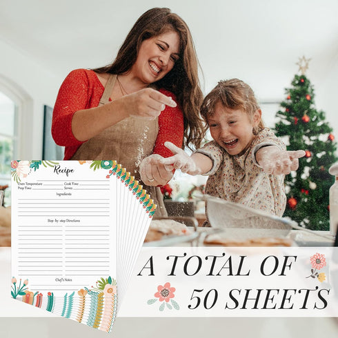 50 Sheets Recipe Paper Full Size Recipe Refill Pages 8.5 x 11 Inch Recipe Cards for Recipe Binder Book...