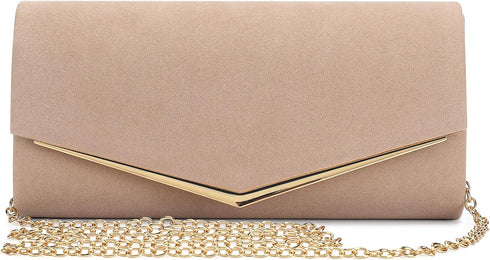 Velvet Clutch Bag for Women Black Formal Evening Bag Wedding Purse Red Suede Prom Cocktail Party Handbag with Chain...