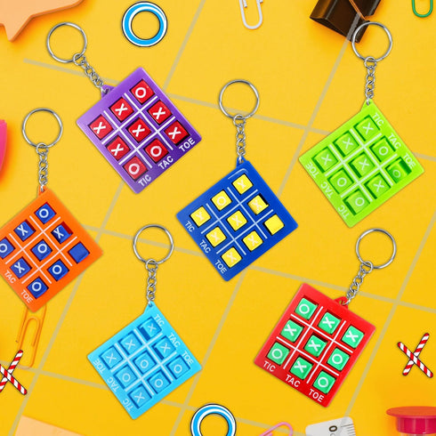 24 Pack Mini Tic Tac Toe Keychain Multicolors Tic-Tac-Toe keyholders Portable Tic-Tac-Toe Games Keyrings for Kids Backpack Clip Birthday Party Fav...