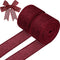 Shappy 2 Rolls Burgundy Burlap Ribbon Wine Red Wired Edge 1.5 Inch for Wreaths Solid Maroon Fabric Ribbons Wrapping Bow Craft Home Wedding Decorat...