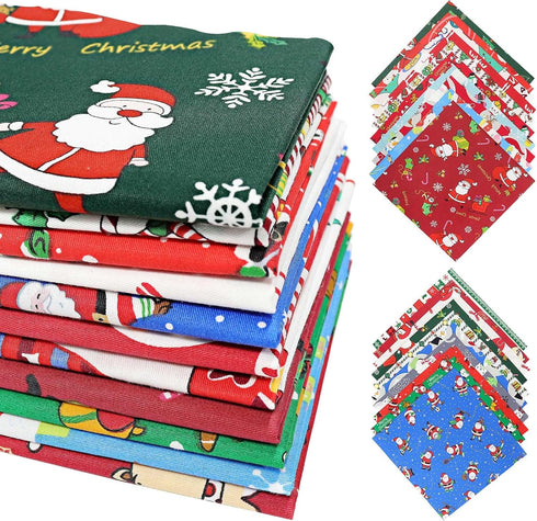 Christmas Fabric Bundles, 20 Pcs Different Pattern Christmas Quilting Fabric, Fabric Squares with Snowman and Santa Christmas Cotton Fabric Sewing...