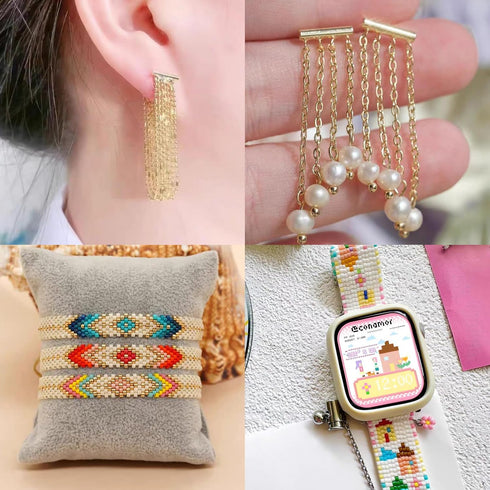 JOJOPLAY All Size Slider Clasp for Beading Slide Tube Cord Ends with Open Jump Rings Lobster Clasp Chain Extender Jewelry Finding Kit Bead Loom En...