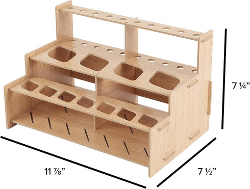 Mezzo Artist Paint and Brush Rack - Wood Grain Laminate Multi Layer Desk Stand Professional Storage Display Organizer for Paintbrushes and Paint T...