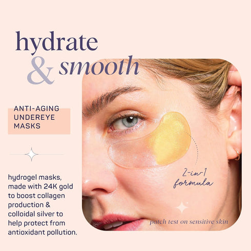 SpaLife Beauty Anti-Aging Under Eye Masks – Hydrogel Eye Patches for Fine Lines, Dryness, & Dullness with 24K Gold, Colloidal Silver – 2-in-1 Skin...