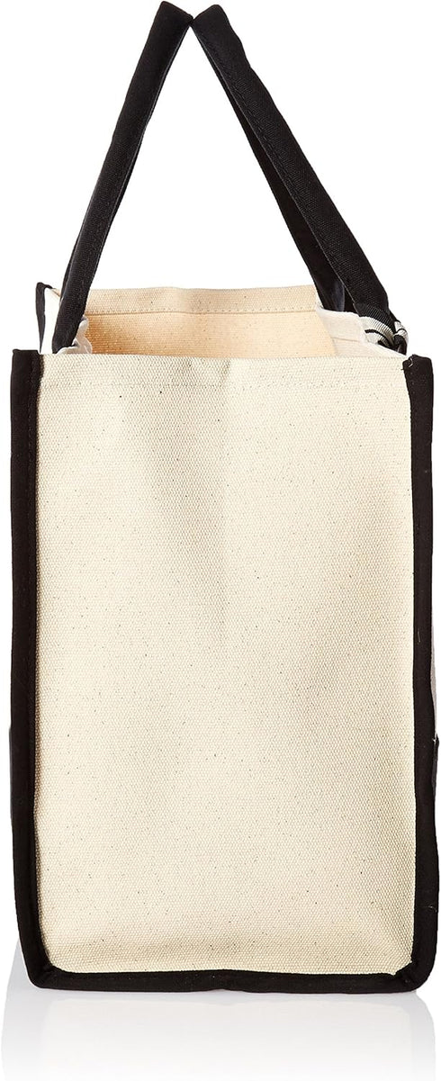 Mud Pie Classic Black and White Initial Canvas Tote Bags (B), 100% Cotton, 17" x 19" x 2"...