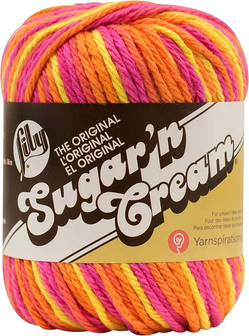 Lily Sugar 'N Cream The Original Ombre Yarn, 2oz, Gauge 4 Medium, 100% Cotton, Playtime - Machine Wash & Dry...