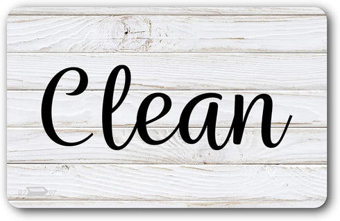 Rustic & White Wood Clean Dirty Magnet for Dishwasher, Reversible Dishwasher Magnet Clean Dirty Sign, Magnetic Dish Washer Sign Indicator, Rustic ...