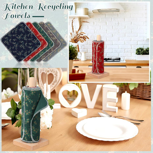 25 Pcs Reusable Paper Towels Reusable Cotton Towels Paper Towels Toilet Absorbent Washable Paper Towels with Roll Kitchen Dishcloth for Kitchen Pa...