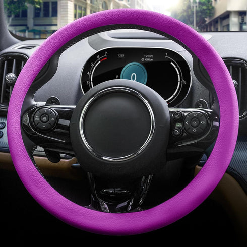 Spurtar Steering Wheel Cover, Soft Silicone Leather Texture Steering Wheel Covers, 14"-15" Anti-Slip Car Purple Steering Wheel Cover, Car Steering...