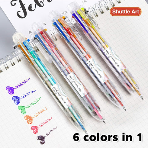 Shuttle Art Multicolor Pens, 23 Pack 6-in-1 0.7mm Retractable Ballpoint Pens for Office School Supplies Students Children Gift...