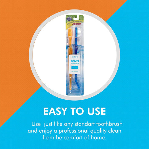 Toothbrush for Braces, Soft Head Braces Toothbrush, V Trimmed Design 2-Pack | Quick Orthodontic Cleaning | Deep Clean Braces at Home (Pack of 2)...