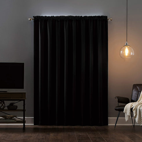Sun Zero Oslo Theater Grade Extreme Total Blackout Rod Pocket Curtain Panel, 52" x 84", Black...