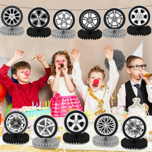 12 Pcs Race Car Centerpieces for Tables, Race Car Party Decorations Hot Wheel Centerpieces for Tables, Double-Sided Racing Party Centerpieces Tabl...