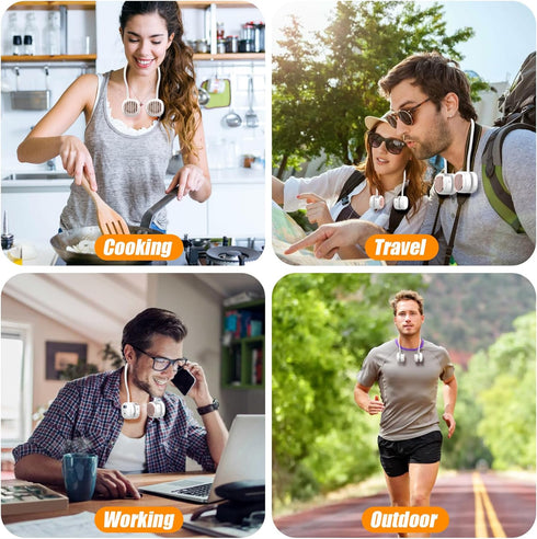 Portable Neck Fan.Hands Free Portable Fan 3 Speeds Bladeless, 360°Adjustable Cooling Personal Fan,Display Electricity.USB Rechargeable Fan for Wom...