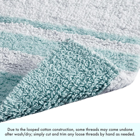 Madison Park Reversible Spa Cotton Bath Rug 100%-Cotton Striped Ultra Soft Water Absorbent, Fast Drying, Bath-Mats, Non-Slip Absorbent Quick Dry M...